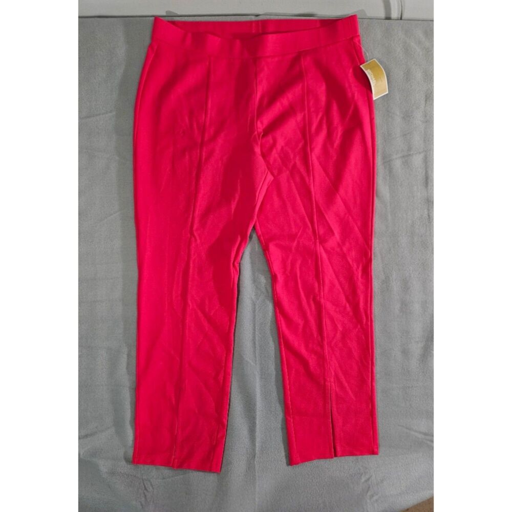 Michael Kors Deep Pink Front Seam Ankle Slit Pull On Pants NWT 2X Plus Size
